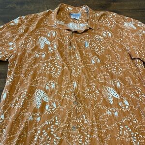 Men’s Columbia Sportswear Button Down Hawaiian Shirt Large Orange